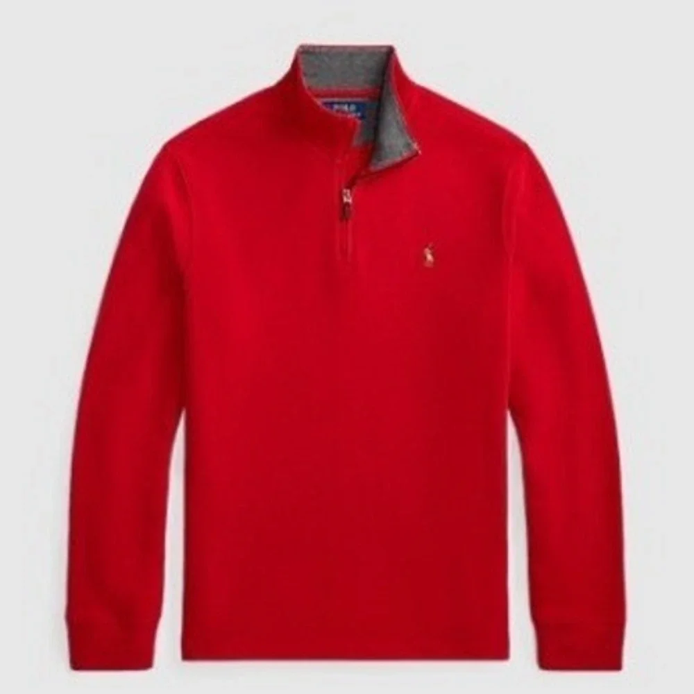 Polo Ralph Lauren Mens XXL Estate-Rib Red 1/4 Zip Pullover Sweater NWT